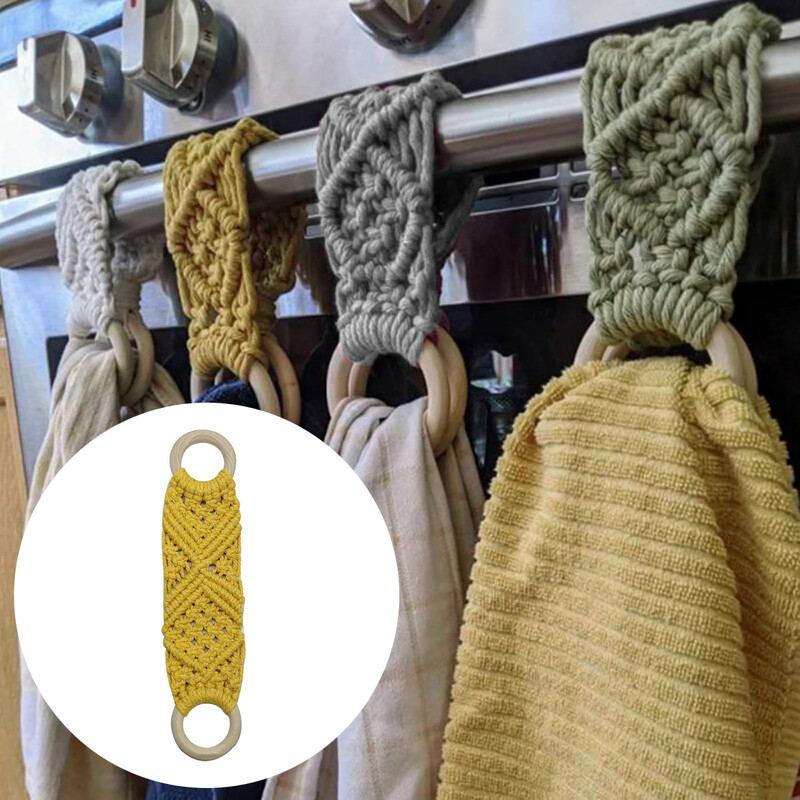 Лесен монтаж Държач за кърпи Пръстен за кърпи за съдове Лесен за окачване Кухненски държач за плетени на една кука Висящи кърпи Универсален декоративен