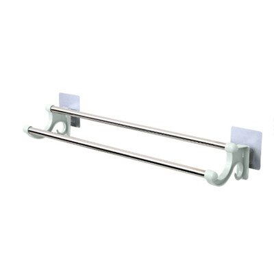 Kupaonski stalak za ručnike od nehrđajućeg čelika Bez bušenja Samoljepljiva dvostruka šipka za ručnike za tuširanje Držač za ručnike Kupaonski organizator