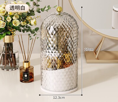 Държач за четка за грим с капак Диамантена птича клетка Въртящ се на 360° органайзер за грим Прахоустойчива кутия за съхранение на козметика Контейнер за червило