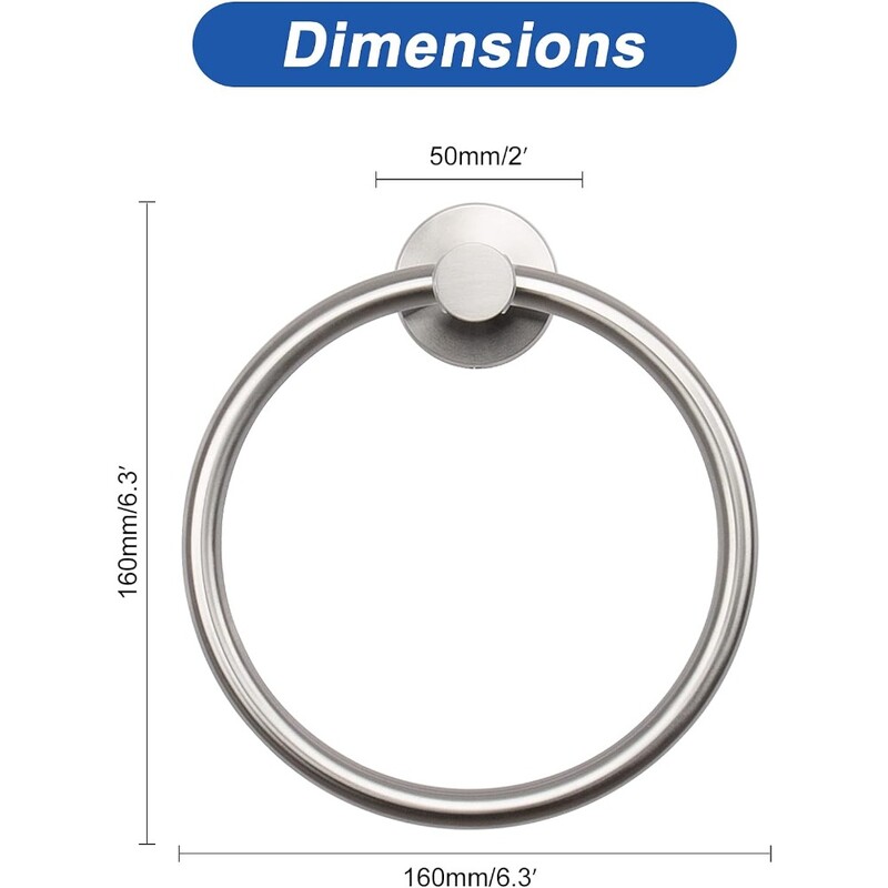 Vannas istabas dvieļu gredzena āķis Aparatūras piederumi Glabāšanas turētājs 304 Nerūsējošā tērauda roku dvieļu turētājs Moderns apaļš dvieļu pakaramais