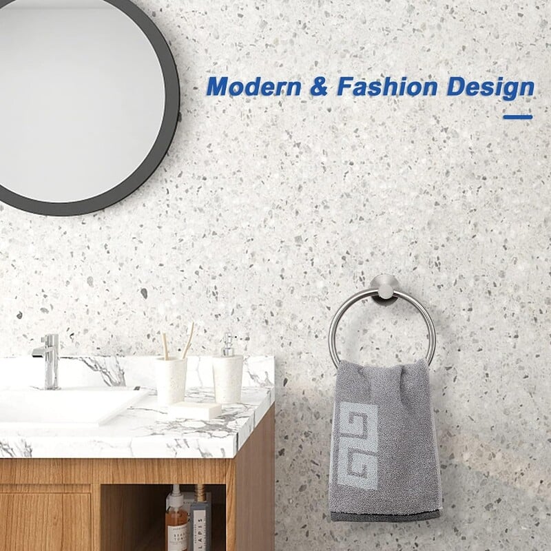 Vannas istabas dvieļu gredzena āķis Aparatūras piederumi Glabāšanas turētājs 304 Nerūsējošā tērauda roku dvieļu turētājs Moderns apaļš dvieļu pakaramais