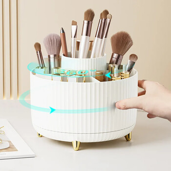 Makeup Desktop Storage Box 360 Rotating Makeup Organizer Μεγάλης χωρητικότητας Make Up Organizer Κραγιόν Μακιγιάζ Πινέλο Στυλό