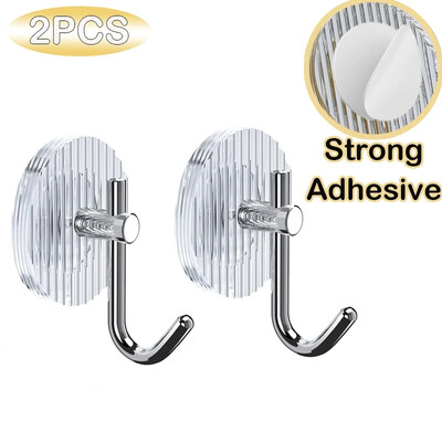 Акрилна стенна кука за баня Самозалепваща се кука за хавлии без пробиване Монтирана на стена закачалка за хавлии Задна кука на вратата за ключ за палто Домашен декор