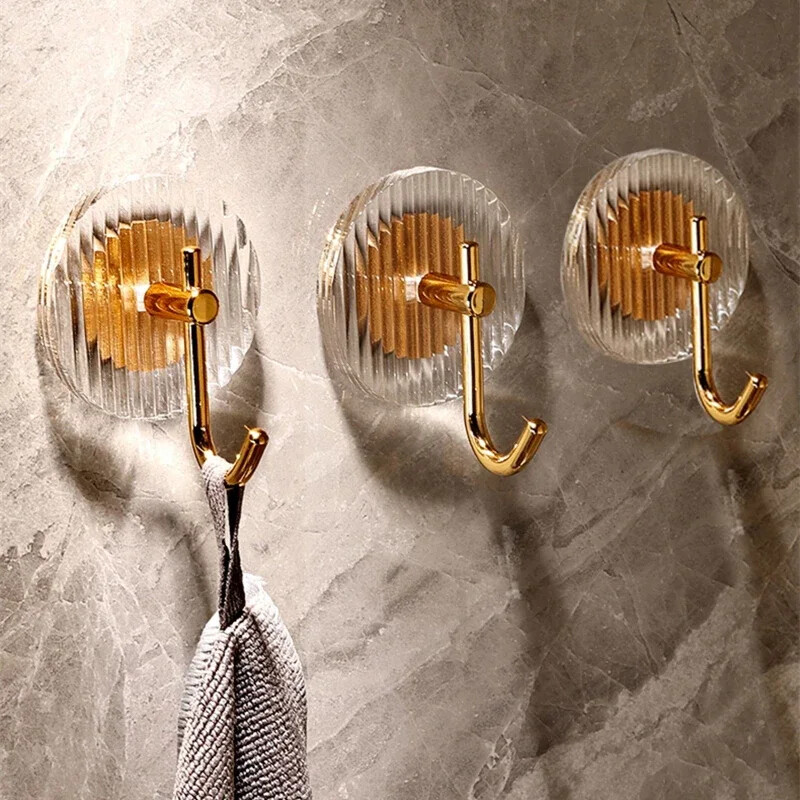 Акрилна стенна кука за баня Самозалепваща се кука за хавлии без пробиване Монтирана на стена закачалка за хавлии Задна кука на вратата за ключ за палто Домашен декор