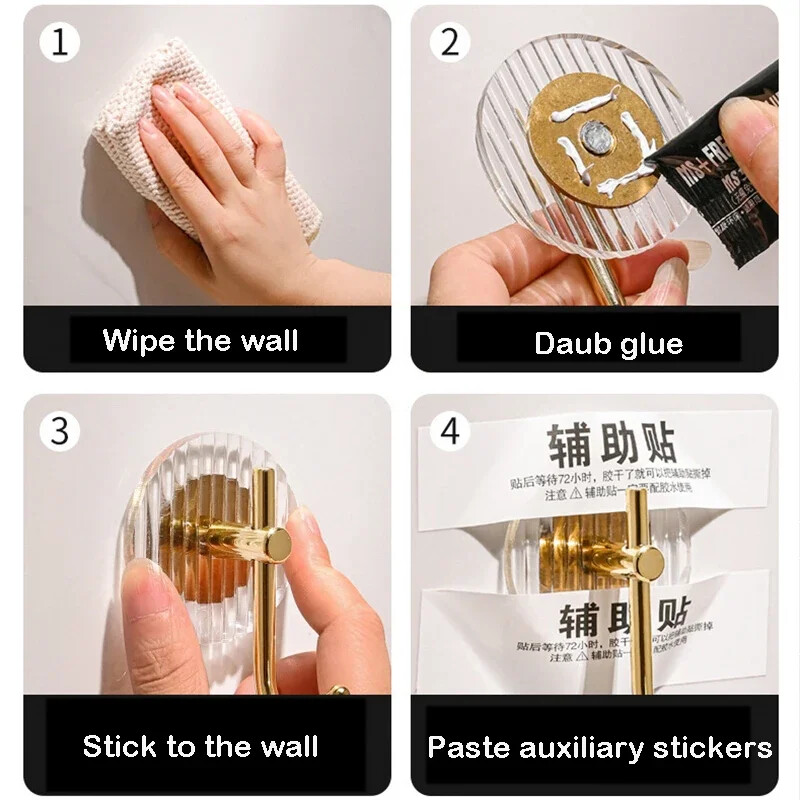 Акрилна стенна кука за баня Самозалепваща се кука за хавлии без пробиване Монтирана на стена закачалка за хавлии Задна кука на вратата за ключ за палто Домашен декор