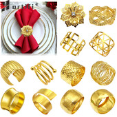 6Gb Zelta apaļi salvešu gredzeni Metāla salvešu turētājs dobi salvetes sprādzes Ziemassvētku kāzu Valentīndienas ballītes galda dekorēšanai