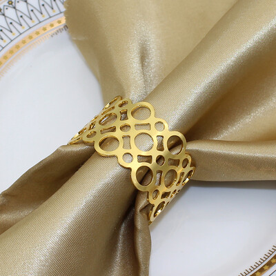 6Gb Zelta apaļi salvešu gredzeni Metāla salvešu turētājs dobi salvetes sprādzes Ziemassvētku kāzu Valentīndienas ballītes galda dekorēšanai