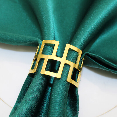 6Gb Zelta apaļi salvešu gredzeni Metāla salvešu turētājs dobi salvetes sprādzes Ziemassvētku kāzu Valentīndienas ballītes galda dekorēšanai