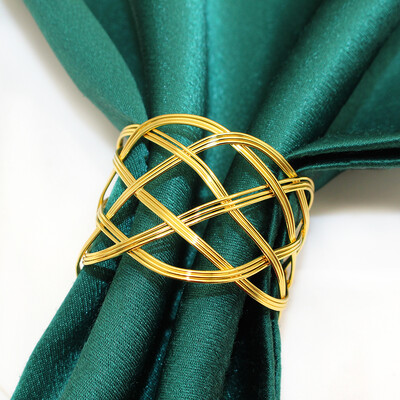 6Gb Zelta apaļi salvešu gredzeni Metāla salvešu turētājs dobi salvetes sprādzes Ziemassvētku kāzu Valentīndienas ballītes galda dekorēšanai