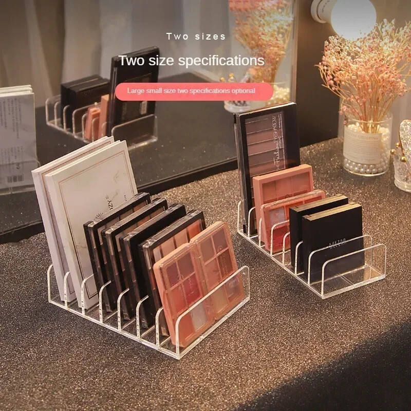 Прозрачен органайзер за грим със 7 отделения за палитра сенки за очи и козметика, тоалетка и кутия за съхранение на плота за баня