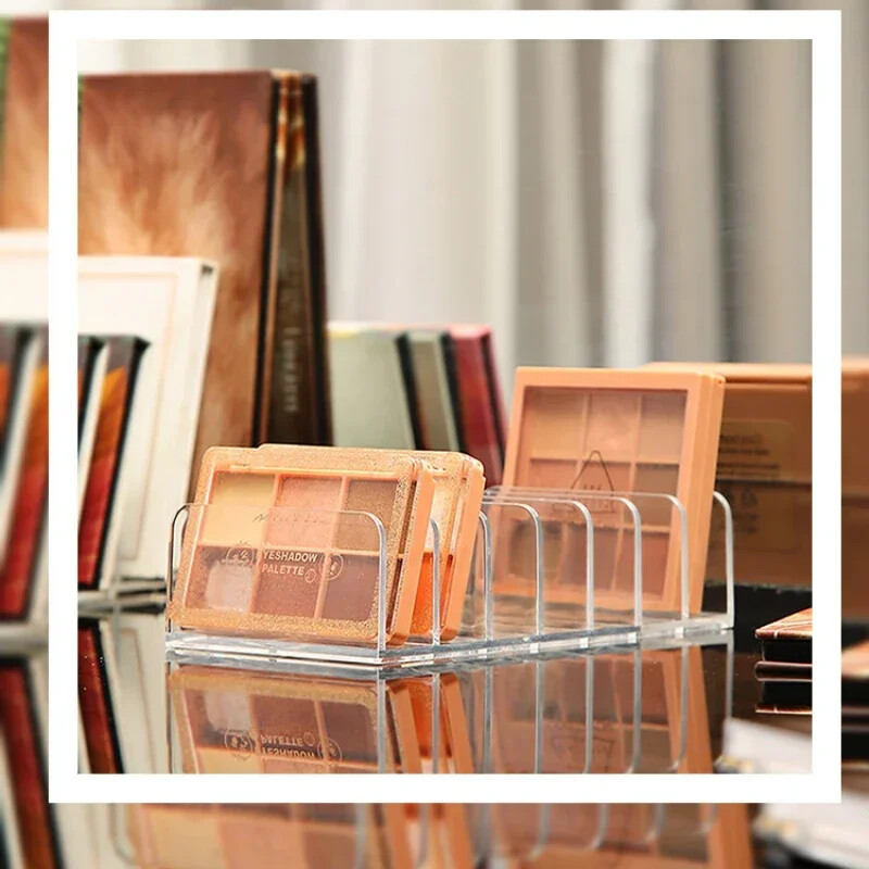 Прозрачен органайзер за грим със 7 отделения за палитра сенки за очи и козметика, тоалетка и кутия за съхранение на плота за баня