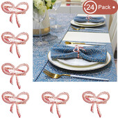24 kom Prstenovi za salvete s leptir mašnom Držač za salvete sa leptir mašnom Prsten od ružičastog zlata za vjenčanja, rođendane, Valentinovo, večeru, dekoraciju