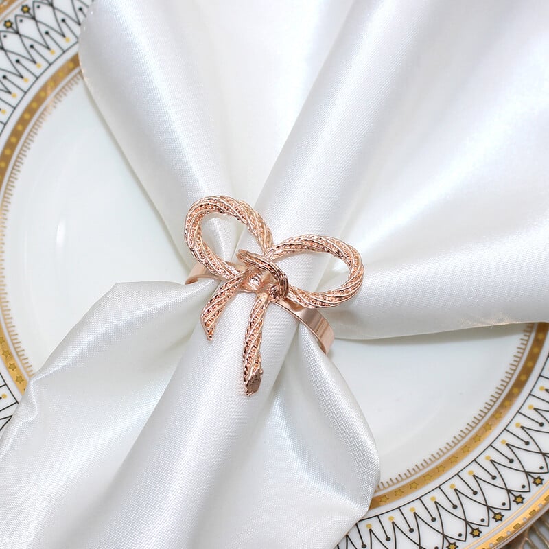 24 kom Prstenovi za salvete s leptir mašnom Držač za salvete sa leptir mašnom Prsten od ružičastog zlata za vjenčanja, rođendane, Valentinovo, večeru, dekoraciju