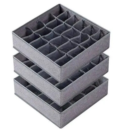 3 pakiranja sivih čarapa Organizatori za donje rublje Pregrade 64 ćelije Sklopivi ormarić Organizatori Kutije za odlaganje čarapa