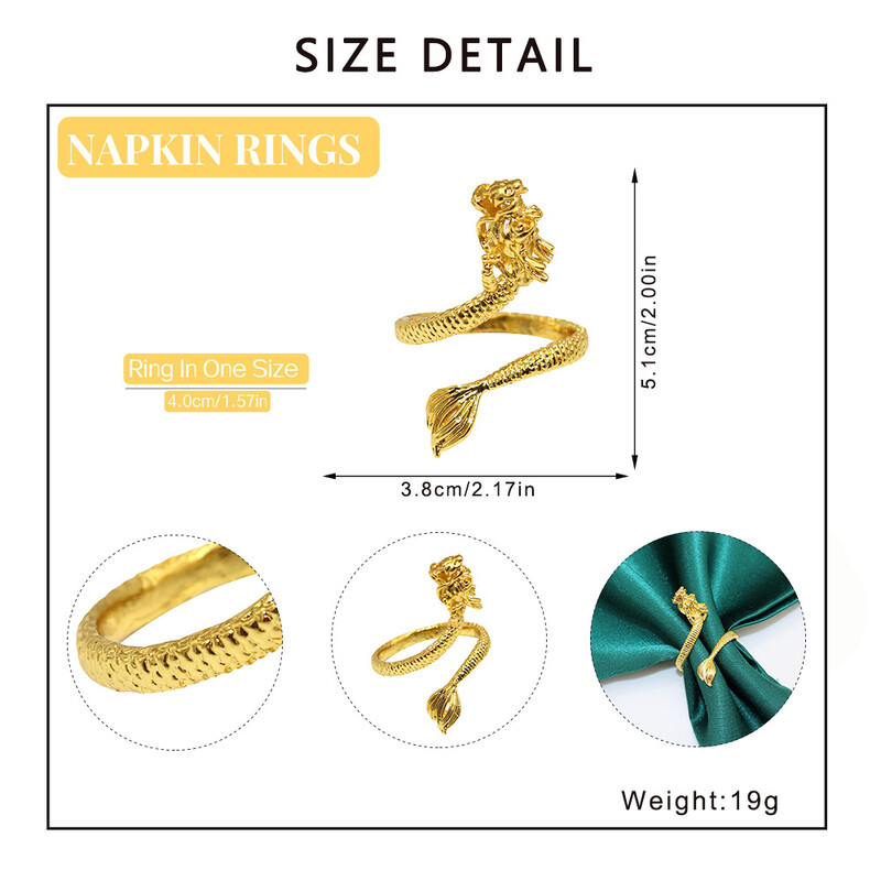 6kom prstena za salvete s kineskim zmajem, metalni prsten za držač salvete s povoljnim životinjama za novogodišnji dar za useljenje, stolni ukras HWM216