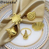 Dvianna 6 kom. Prstenovi za salvete morske kornjače Zlatni držač za salvete na temu oceana za vjenčanje, blagdanske zabave Dekoracija stola na plaži HWM92