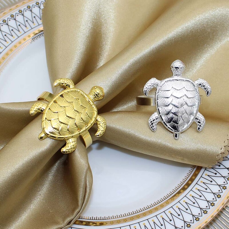 Dvianna 6 kom. Prstenovi za salvete morske kornjače Zlatni držač za salvete na temu oceana za vjenčanje, blagdanske zabave Dekoracija stola na plaži HWM92