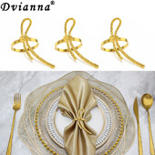 8Pcs Wedding Heart Prsten za salvete Metalna mašna Kopča za salvete Zlatni držač za salvete za Valentinovo Božićna dekoracija stola HWM181