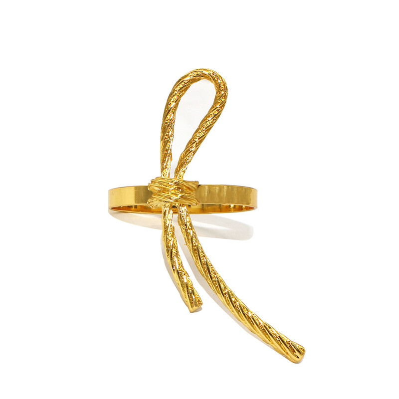 8Pcs Wedding Heart Prsten za salvete Metalna mašna Kopča za salvete Zlatni držač za salvete za Valentinovo Božićna dekoracija stola HWM181