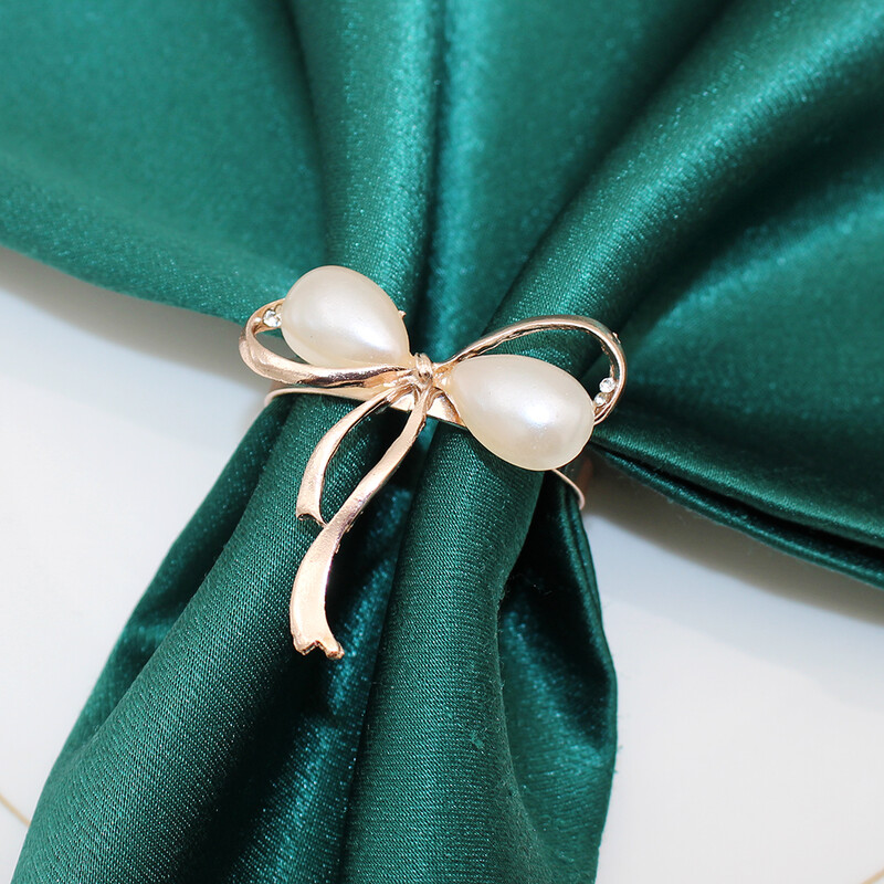 6Pcs Božićni biserni prstenovi za salvete Zlatni prsteni za salvete Držač bisernih prstenova za salvete Kopča za biserne salvete Dekoracija stola za večeru Dekoracija vjenčanja Dekoracija doma HWP34