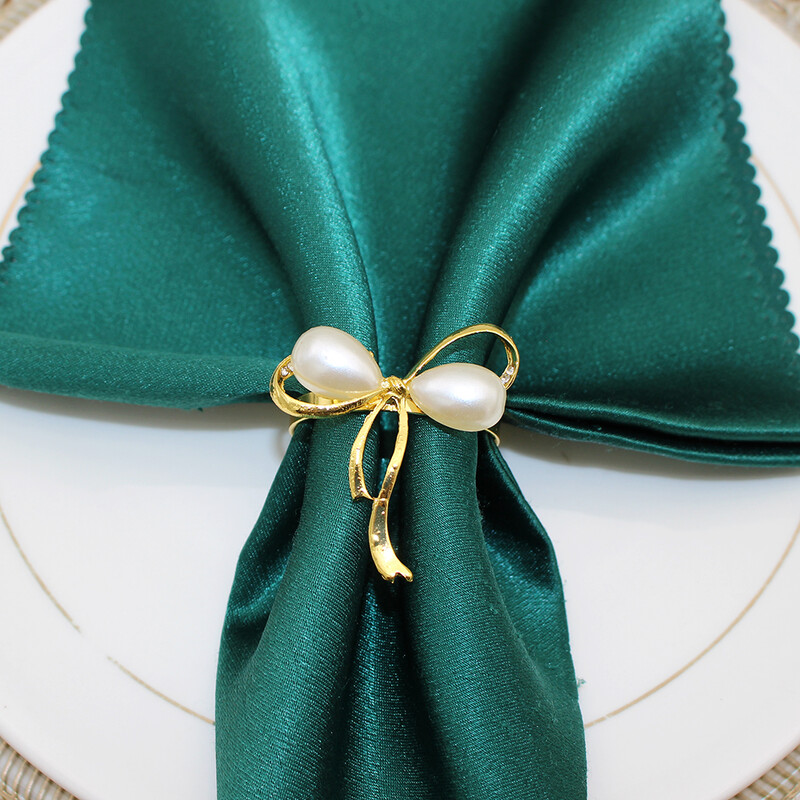 6Pcs Božićni biserni prstenovi za salvete Zlatni prsteni za salvete Držač bisernih prstenova za salvete Kopča za biserne salvete Dekoracija stola za večeru Dekoracija vjenčanja Dekoracija doma HWP34