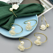 6/12kom cvjetnih bisernih prstenova za salvete Držač za vjenčane salvete za Valentinovo Božićni ukras za blagovaonski stol