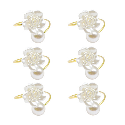 6/12kom cvjetnih bisernih prstenova za salvete Držač za vjenčane salvete za Valentinovo Božićni ukras za blagovaonski stol