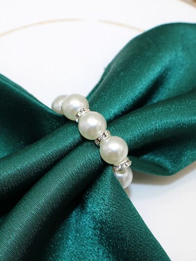 12kom Božićni biserni prstenovi za salvete Držač prstenova za salvete od srebrnih kamenčića Biserna kopča za salvete za dekoraciju stola za večeru Svadbeni dekor