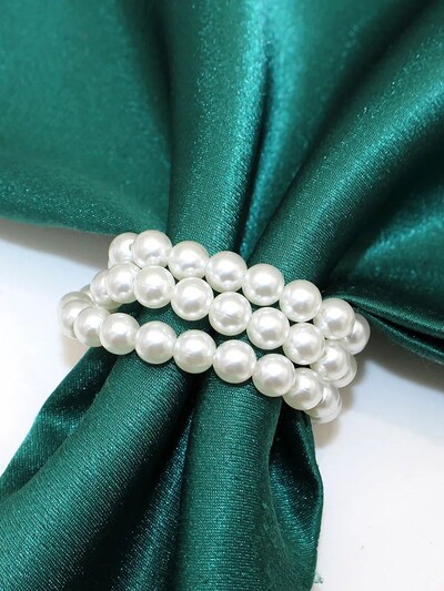 12kom Božićni biserni prstenovi za salvete Držač prstenova za salvete od srebrnih kamenčića Biserna kopča za salvete za dekoraciju stola za večeru Svadbeni dekor