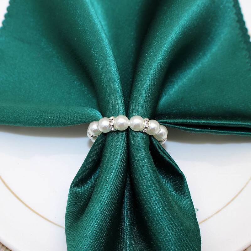 12kom Božićni biserni prstenovi za salvete Držač prstenova za salvete od srebrnih kamenčića Biserna kopča za salvete za dekoraciju stola za večeru Svadbeni dekor