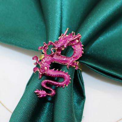 4 бр. Пръстени за салфетки с китайски дракон за сватба, нова година, консумативи за партита Златни катарами за салфетки с дракон, държачи за салфетки за маса за хранене HWM258