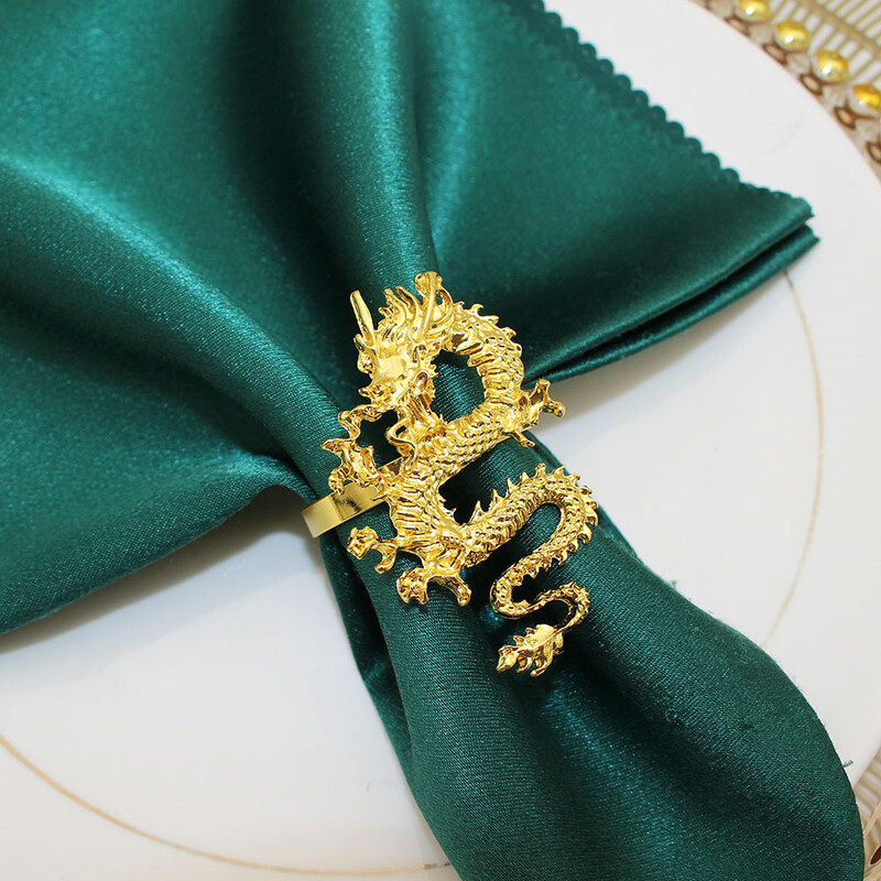 4 бр. Пръстени за салфетки с китайски дракон за сватба, нова година, консумативи за партита Златни катарами за салфетки с дракон, държачи за салфетки за маса за хранене HWM258