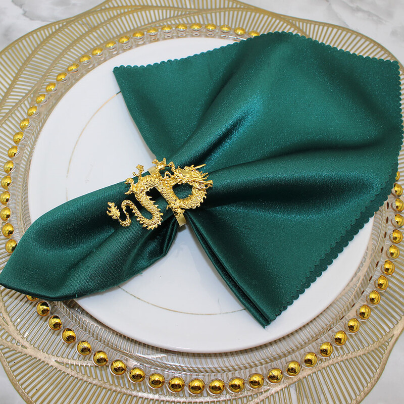 4 бр. Пръстени за салфетки с китайски дракон за сватба, нова година, консумативи за партита Златни катарами за салфетки с дракон, държачи за салфетки за маса за хранене HWM258