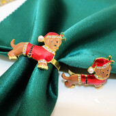 6 tk Koerte jõulusalvrätikute rõngad Metallist loomasalvrätikuhoidja talveks jõulupühade pulmalauakaunistusteks HB434