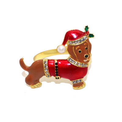 6 tk Koerte jõulusalvrätikute rõngad Metallist loomasalvrätikuhoidja talveks jõulupühade pulmalauakaunistusteks HB434