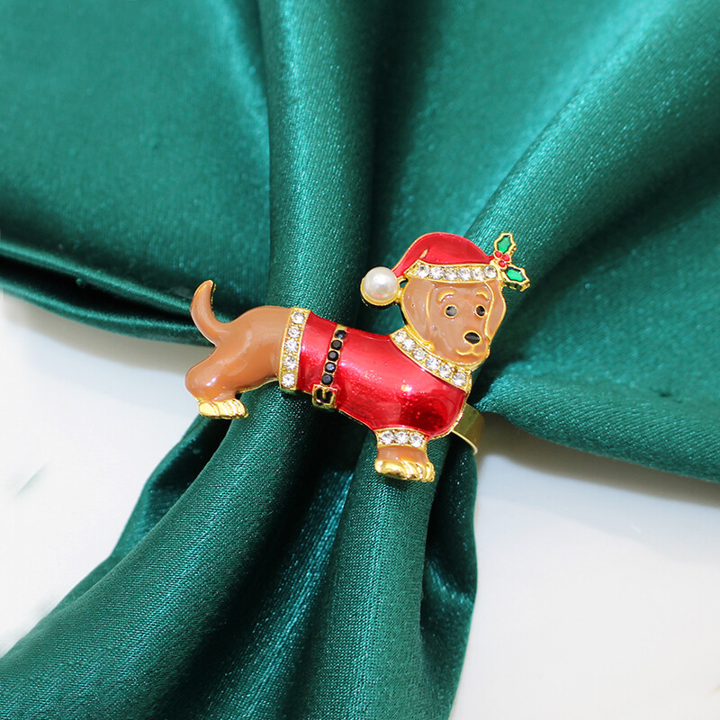 6 tk Koerte jõulusalvrätikute rõngad Metallist loomasalvrätikuhoidja talveks jõulupühade pulmalauakaunistusteks HB434