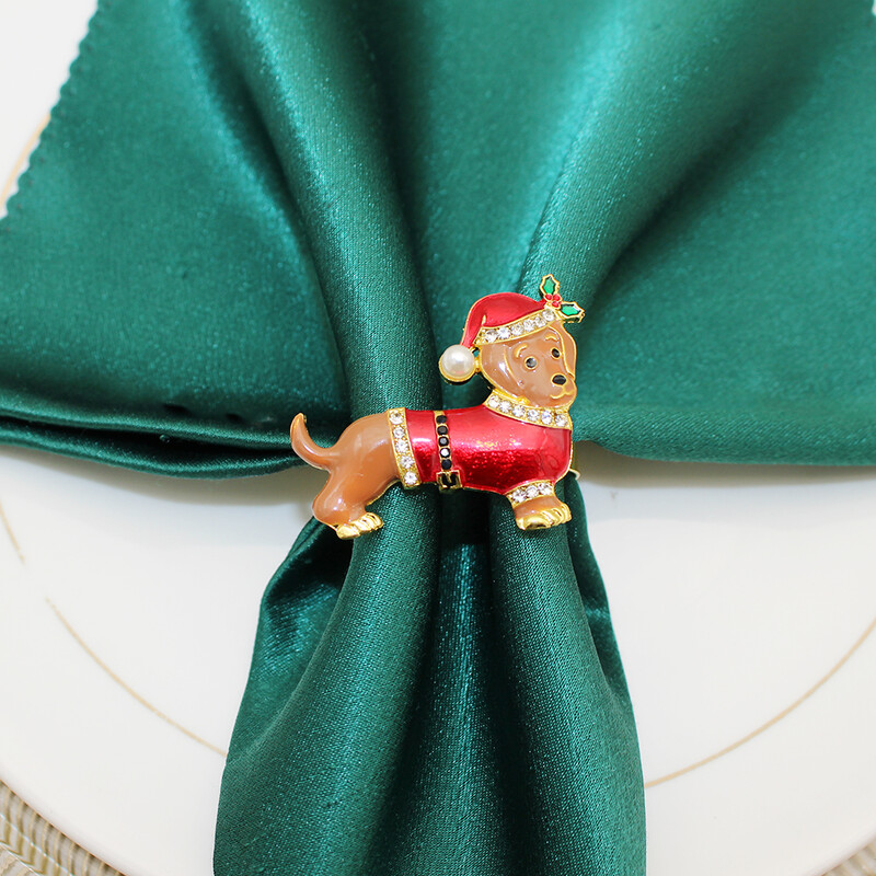 6 tk Koerte jõulusalvrätikute rõngad Metallist loomasalvrätikuhoidja talveks jõulupühade pulmalauakaunistusteks HB434