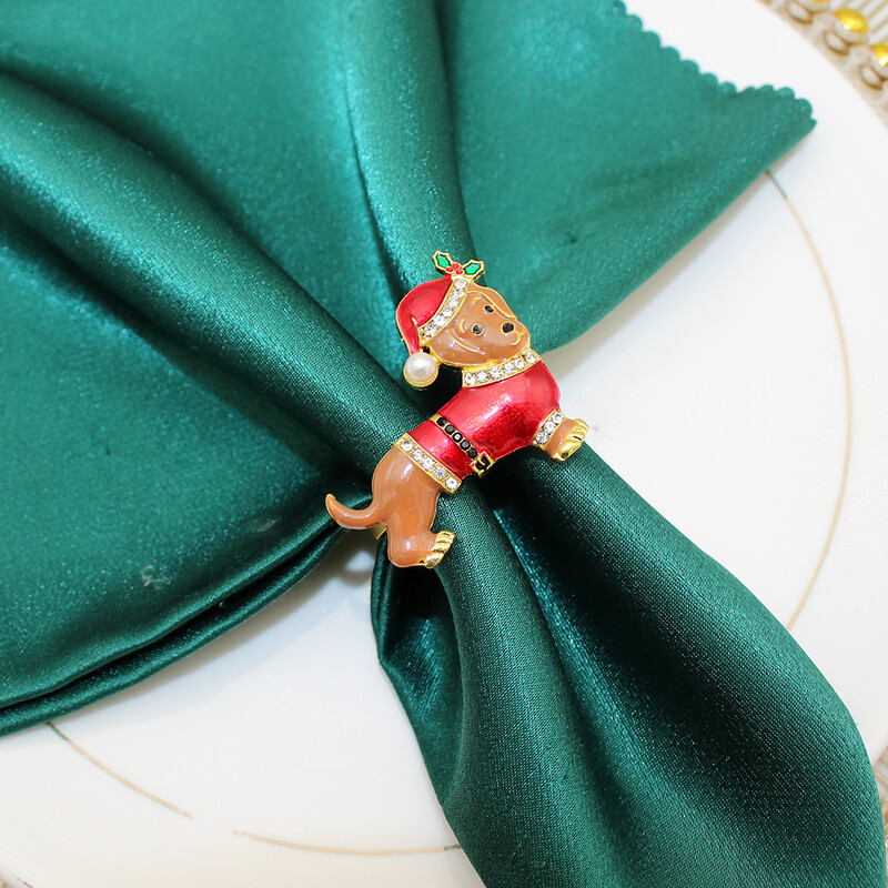 6 tk Koerte jõulusalvrätikute rõngad Metallist loomasalvrätikuhoidja talveks jõulupühade pulmalauakaunistusteks HB434