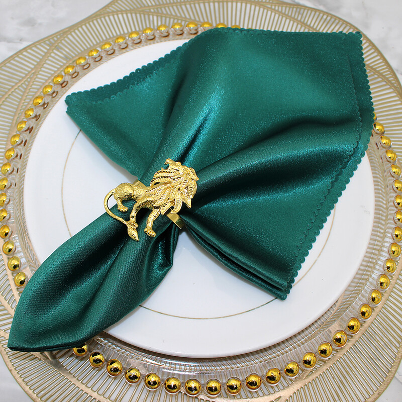 6 бр. Пръстени за салфетки с лъв, животно, държач за салфетки, златни катарами за салфетки за коледно сватбено парти, декорация на маса за вечеря HB499