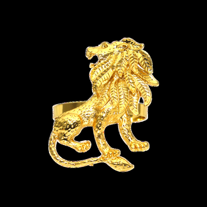 6 бр. Пръстени за салфетки с лъв, животно, държач за салфетки, златни катарами за салфетки за коледно сватбено парти, декорация на маса за вечеря HB499