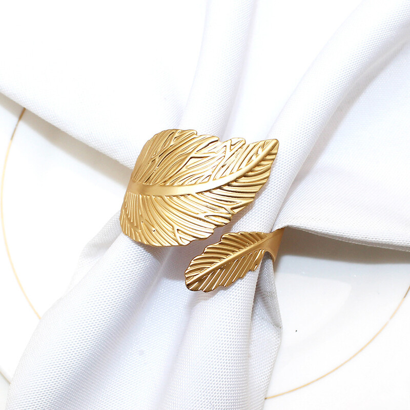 12 tk. Kuldsete lehtedega salvrätirõngas, lehtedega salvrätikuhoidja, langevad salvrätikud pandlad jõuludeks pulmadeks pidulikuks sünnipäevapeo lauakaunistus