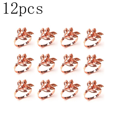 12TK Hotelli salvrätikute rõngad Metallist sügislehtedest salvrätikuhoidja Pulmakuldne ja hõbedane salvrätikuhoidja peolaua kaunistus