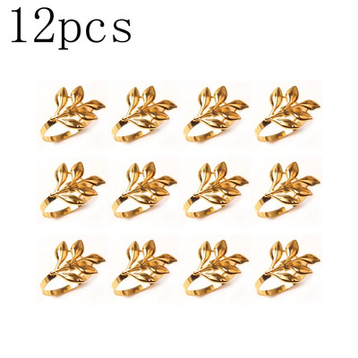 12TK Hotelli salvrätikute rõngad Metallist sügislehtedest salvrätikuhoidja Pulmakuldne ja hõbedane salvrätikuhoidja peolaua kaunistus