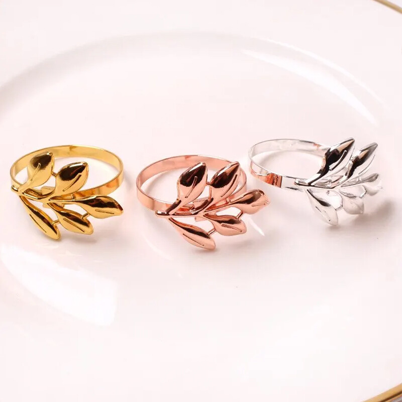 12TK Hotelli salvrätikute rõngad Metallist sügislehtedest salvrätikuhoidja Pulmakuldne ja hõbedane salvrätikuhoidja peolaua kaunistus