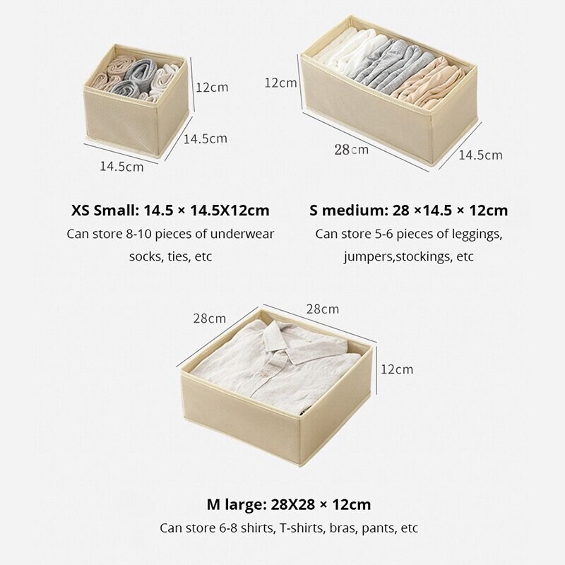 6 kom/1 set Kutija za pohranu donjeg rublja Sklopiva kutija za pohranu od netkanog materijala Šesterodijelni set donjeg rublja Grudnjak Čarape Ladica Završna kutija za pohranu