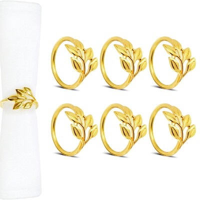 6PCS Пръстени за салфетки Метален държач за салфетки от есенни листа Сватбени сувенири Златен и сребърен държач за салфетки Декорация на парти маса Navidad