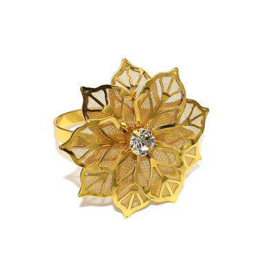 6 бр. Златен пръстен за салфетки Моден обикновен държач за салфетки Метални катарами за салфетки за Коледа Аксесоари за декорация на маса за сватбено тържество