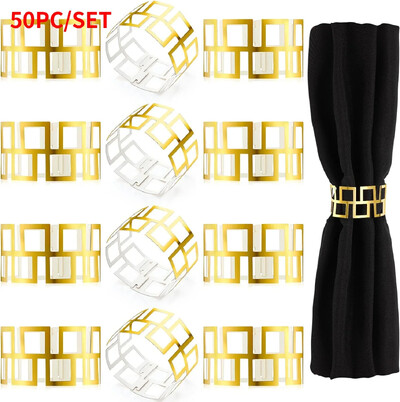 25/50Pc zlatni prstenovi za salvete Papirnati prstenovi za salvete Božićni rasuti zlatni držač za salvete za božićno vjenčanje Večera Dekoracija stola