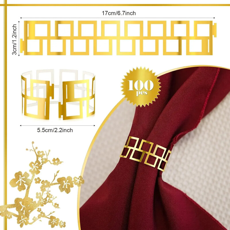 25/50Pc zlatni prstenovi za salvete Papirnati prstenovi za salvete Božićni rasuti zlatni držač za salvete za božićno vjenčanje Večera Dekoracija stola
