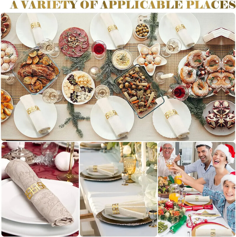 25/50Pc zlatni prstenovi za salvete Papirnati prstenovi za salvete Božićni rasuti zlatni držač za salvete za božićno vjenčanje Večera Dekoracija stola